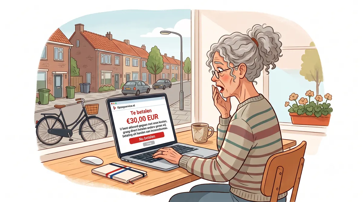 Iemand ontdekt thuis op de laptop een onverwachte factuur van een opzegservice